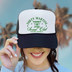 Dirty Martini Social Club Hat, Martini Themed Party Coquette Trucker Hats, Pool Party Accessories For Adults, Girls Trip Gift, Martini Lover