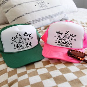 Custom Last Rodeo Bachelorette Hats, Nashville Bachelorette Cap, Austin Cowgirl Bachelorette Party, Western Country Bridal Party Hats