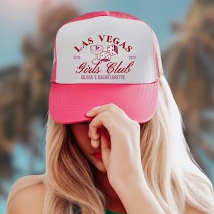 Vegas Bachelorette Party Girls Club Hats, Custom Las Vegas Bach Trucker Hats, Vegas Before Vows Bridesmaid Gift, Club Bachelorette Favors