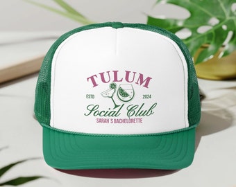 Tulum Bachelorette Social Club Hat, Custom Beach Bachelorette Trucker Hats, Mexico Girls Trip 2024, Bridesmaid Gifts, Bach Party Favors
