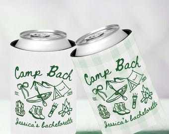 Personalized Camping Bachelorette Party Can Cooler, Custom Camp Bachelorette Decor, Glamping Bach Decor, Bridal Party Favors For Bridesmaids