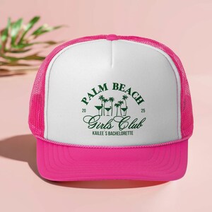Palm Beach Florida Bachelorette Custom Trucker Hats, Personalized Bridesmaid Gifts, Girls Trip Favors, Pool Party Hats, West Palm Beach Cap