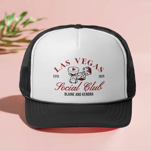 Vegas Bachelorette Party Social Club Hats, Custom Las Vegas Bach Trucker Hats, Vegas Bridesmaid Gift, Pool Bachelorette Party Favors