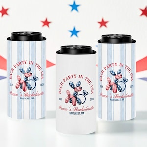 4th of July Bachelorette Party Can Cooler, Custom Independence Day Bachelorette Favor, Fourth of July Bach Party In The USA Bridesmaid Gift