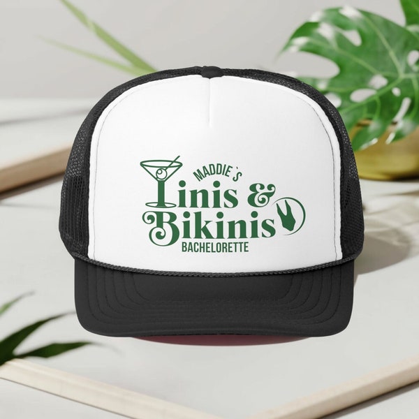 Martinis and Bikinis Bachelorette Party Trucker Hats, Custom Beach Bachelorette Caps, Personalized Bridesmaid Gifts, Custom Party Favors