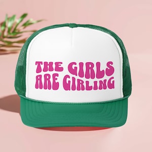 The Girls Are Girling Trucker Hat, Girls Trip Favors, Retro Beach Bachelorette Caps, Girls Weekend Gifts, Girlfriend Gifts, Bridal Party Hat