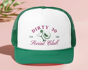 Dirty 30 Social Club Birthday Hat, 30th Birthday Gift for Her, Girls Trip Birthday Party Group Hats, 30th Birthday Cocktail Party Favors
