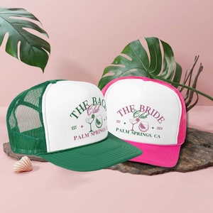 Palm Springs Bachelorette Party Trucker Hat, Girls Trip Favors, Palm Springs Bach, Pool Party Hats, Desert Bachelorette Bridesmaid Gift