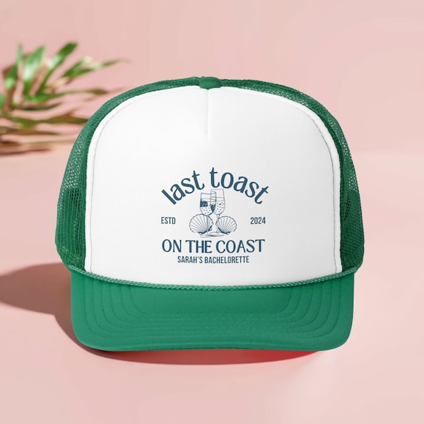 Last Toast On The Coast Bachelorette Hats, Beach Bachelorette Trucker Hats, Last Toast Party Hats, Beach Bride Bridesmaid Gifts, Party Favor