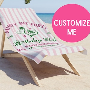 40th Birthday Beach Towel, Shorty Hit Forty Birthday Club Custom 40th Birthday Gift For Her, Custom Pool Towel Beach Towel (36x72)