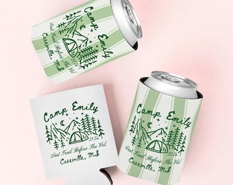 Personalized Camping Bachelorette Party Can Cooler, Custom Camp Bachelorette Decor, Glamping Bach Party Favors For Bridesmaids