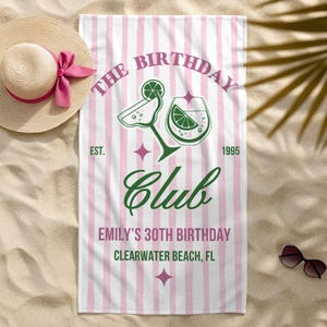 30th Birthday Club Beach Towel, Matching Birthday Travel Gifts, Birthday Girls Trip 2025, Cruise Birthday Crew, Custom Pool Party Towel