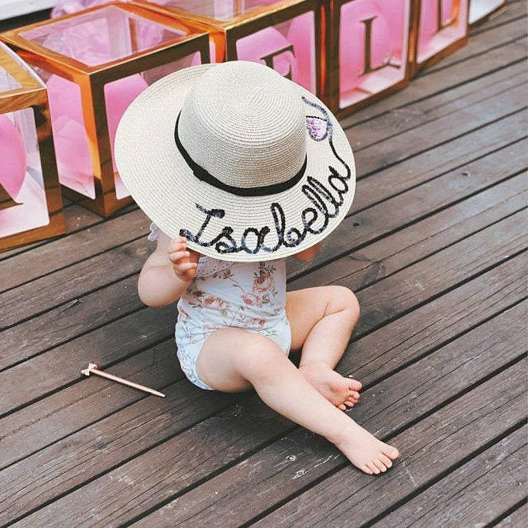 Personalized Girl Hat Custom Toddler Straw Sun Hat 4 Year Etsy