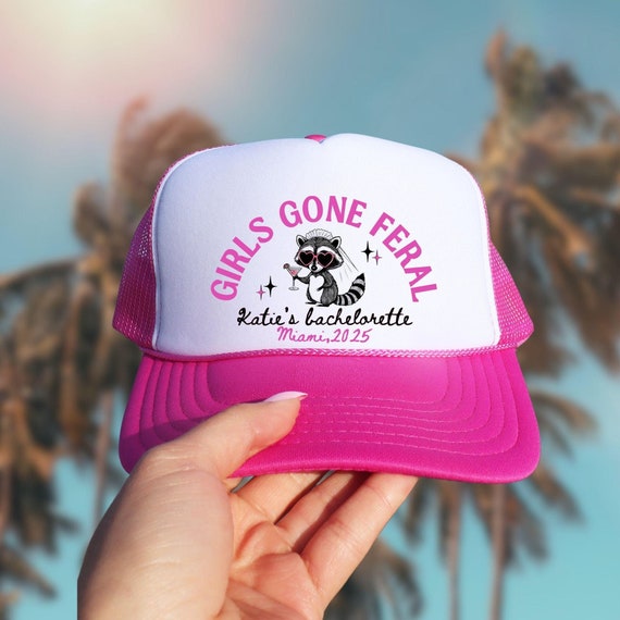 Girls Gone Feral Bachelorette Party Custom Trucker Hats  display picture 2