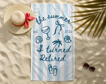 Regalo de jubilación para mujeres, toalla de playa "El verano en que me jubilé", regalo divertido para fiestas de jubilación.