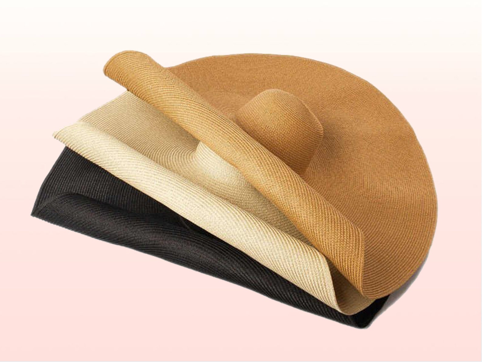 Beige Oversized Straw Beach Hat for Women Extra Large Brim Etsy