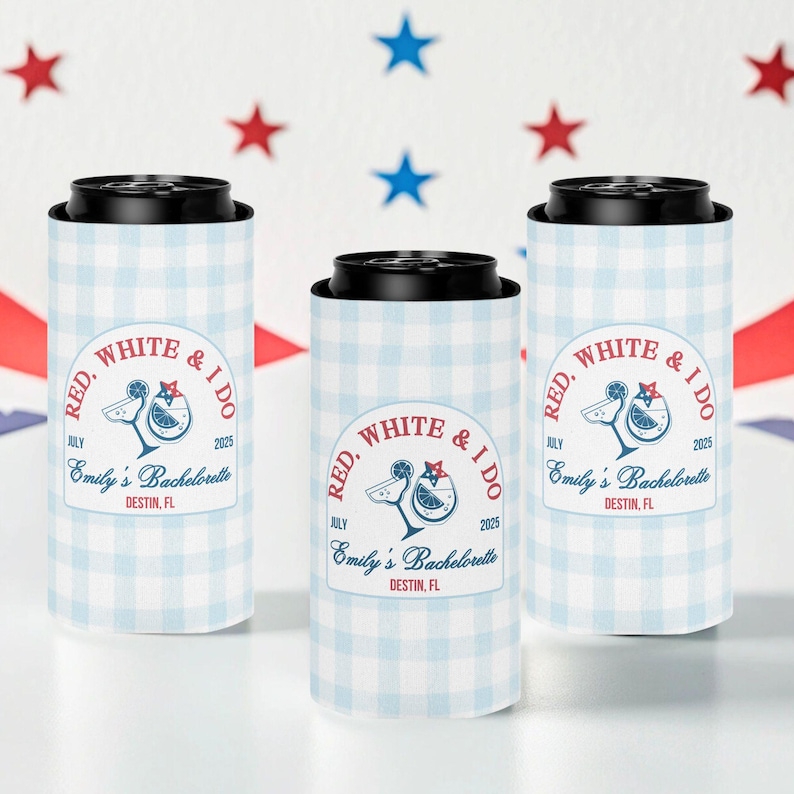Red White and I Do Bachelorette Can Coolers