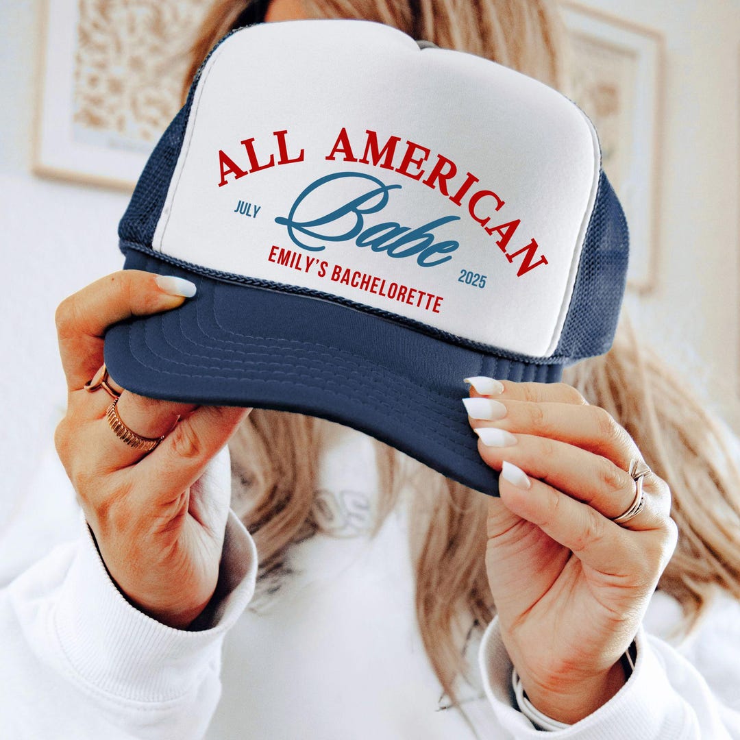 All American Bride and Babe Trucker Hats, Personalized Patriotic