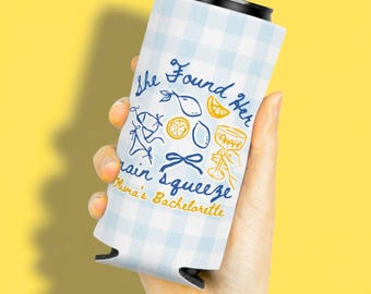 She Found Her Main Squeeze Bachelorette Can Coolers, Custom Lemon Bachelorette Koozie, Personalized Drink Sleeve, Italian Summer Party Favor