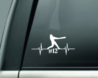 Custom Heartbeat for Baseball Window, Mirror, Locker, Decal