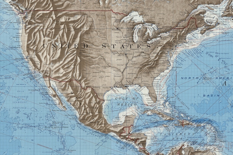 The World's Ocean Depths Chart Print Map of the Depths of - Etsy Canada