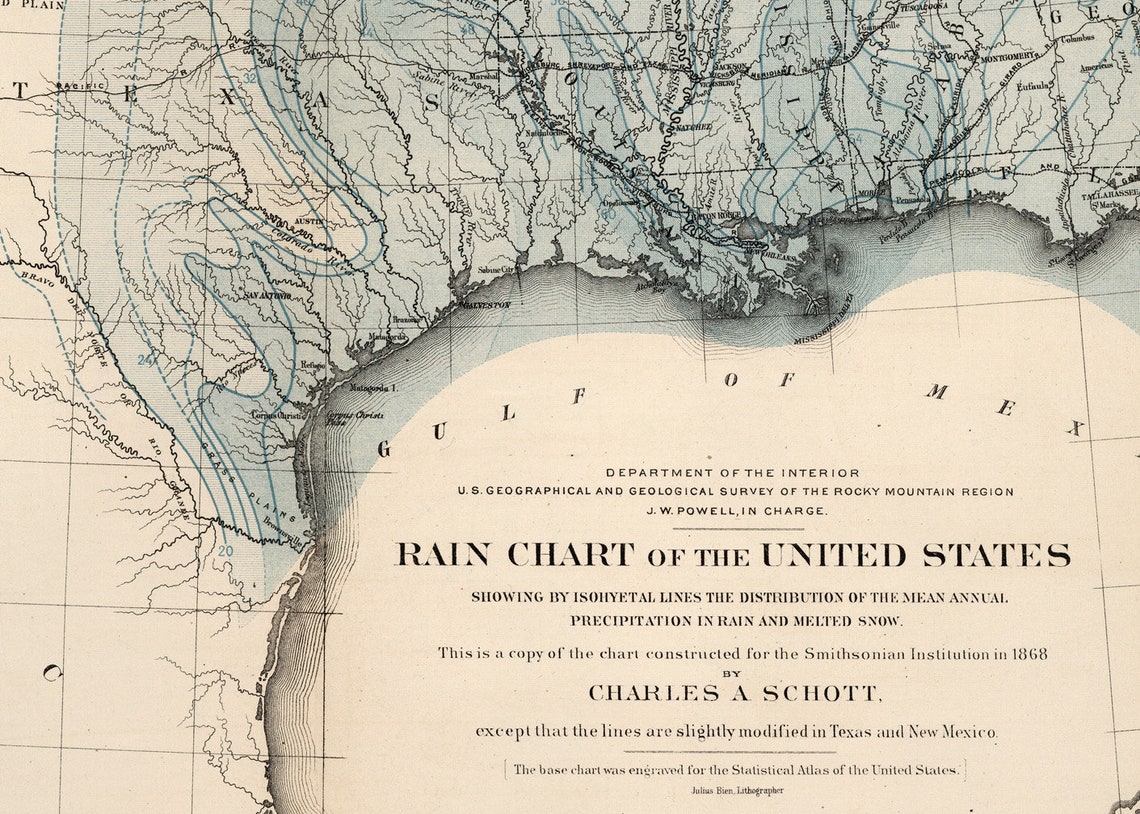 Rain Chart of the United States Map Print U.S. Weather Map - Etsy Canada