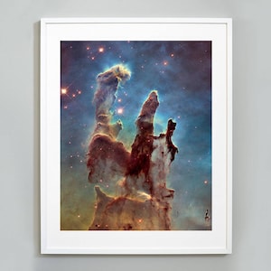 Pillars of Creation Space Print, Eagle Nebula, Celestial Stars Print, NASA Hubble Telescope, Large Wall Print, Museum Quality Print