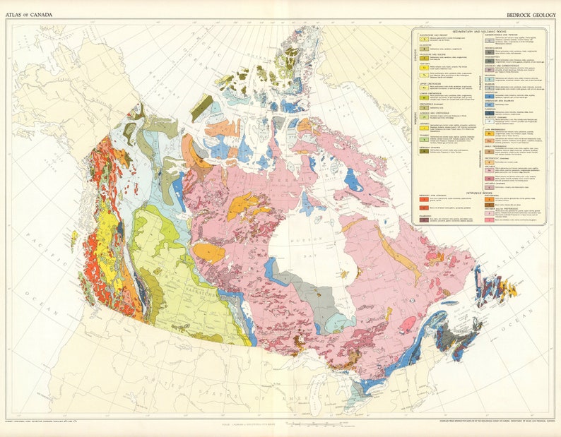 Canada Geology Map Print Atlas of Canada Bedrock Geology - Etsy
