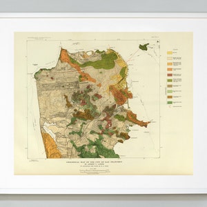 San Francisco Geology Map Print, Topografía del Mapa de San Francisco California, Servicio Geológico de EE.UU., Impresión de Arte de Mapa de Calidad de Museo