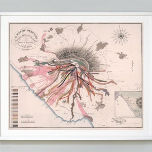 Karte von Vesuv Vulkan Eruptionen, Diagramm der Lava-Fluss, John Auldjo, geologische Diagramm, pädagogische Diagramm, Museum Qualität Giclée Kunstdruck