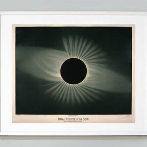 皆既日食のプリント、エティエンヌ・レオポルド・トゥルーヴロ、トゥルーヴロの天文図、日食、美術館品質のジクレーアートプリント