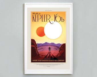 Kepler-16b NASA Space Travel Print, Space Tourism, Visions of the Future, JPL , Space Exploration, Museum Quality Art Print