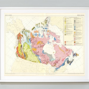 Kanada Geologie Karte Druck, Atlas von Kanada, Grundgestein Geologie, Wissenschaft Poster, kanadische Karte, Giclée-Druck, Museum Qualität