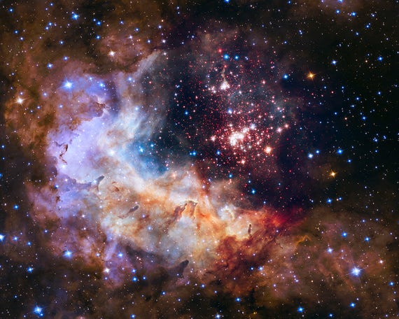 NASA Space Print, Celestial Fireworks, Westerlund 2, Hubble Space