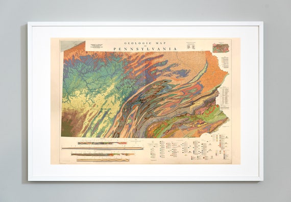 Geologic Map Of Pennsylvania Geologic Map Of Pennsylvania Print Patterns Of Geology | Etsy Uk