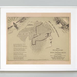 Zeldzame San Francisco Bay Area Map Print, Design Print, Museum Kwaliteit,