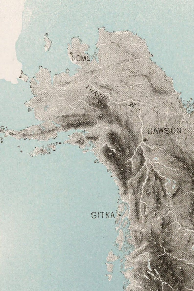 Relief Map of North America, Atlas Map, 1912, Museum Quality Map Art Print image 3