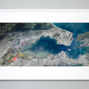 San Francisco Bay Area Print, Northern California Aerial Photography Print, Oakland, Berkeley, Museum Quality Photo Wall Art Print