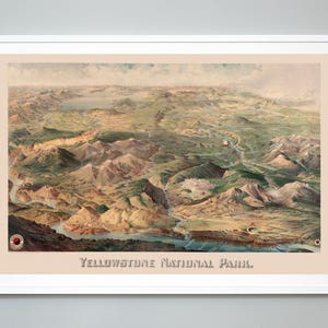 Yellowstone National Park Bildkarte Druck, Nationalpark Karte, Henry Wellge, um 1904, Giclee Druck, Museumsqualität,