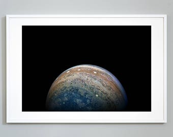 Jupiter Swirling Clouds Print, Juno Spacecraft, NASA Space Photo, Solar System, Museum Quality Photo Art Print