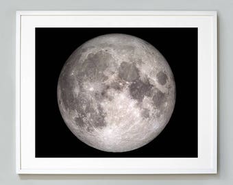 Full Moon Print from Christmas Day, NASA Space Photography, Museum Quality Photo Art Print