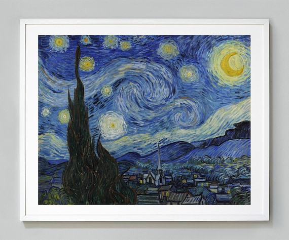 Van Gogh Starry Night Print, Vincent Van Gogh Painting, 1889