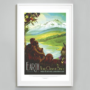 Earth NASA Space Travel Print, Space Tourism, Your Oasis in Space, Visions of the Future, JPL NASA , Museum Quality Art Print