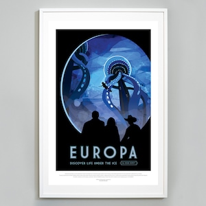 Europa NASA Space Travel Print, Space Tourism, Visions of the Future, Moon of Jupiter, JPL NASA , Museum Quality Art Print
