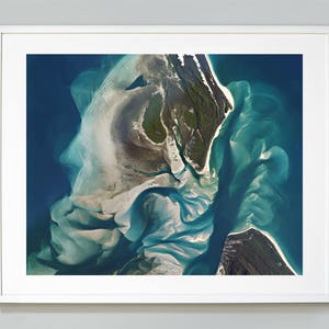 Australia Beach Print , Landscape Aerial Photography, Amity Point, South Passage, NASA photograph, Art Print,  Museum Quality Print