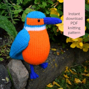 Kenneth the kingfisher knitting pattern (PDF digital download)