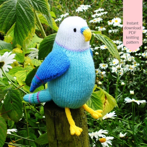 Clifford the budgie knitting pattern PDF instant download (amigurumi toy / bird / animal / softie / parakeet / budgerigar)
