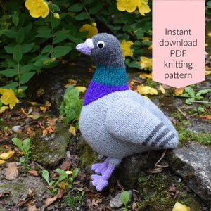 Paul the pigeon knitting pattern PDF instant download knitted amigurumi toy / bird / softie / animal / dove / cute / nursery decor image 1