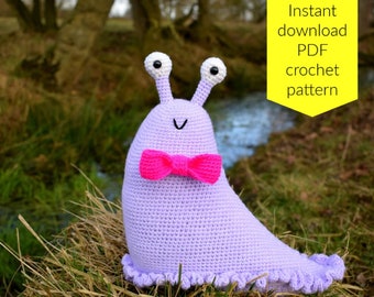 Crochet pattern (English / UK terms) - Heinrich Slug amigurumi toy PDF instant download (snail / animal / softie / nursery decor / woodland)