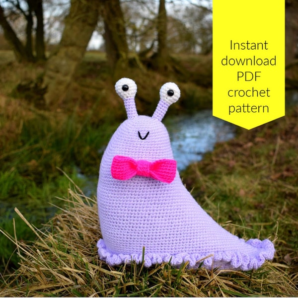 Crochet pattern (English / UK terms) - Heinrich Slug amigurumi toy PDF instant download (snail / animal / softie / nursery decor / woodland)
